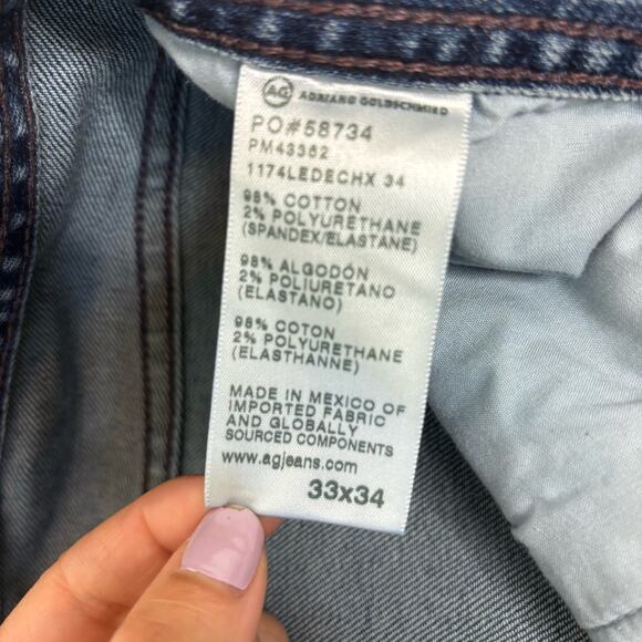 AG Adriana Goldschmeid The Graduate Tailored Leg Dark Wash Jeans 33 x 26 - Picture 9 of 11